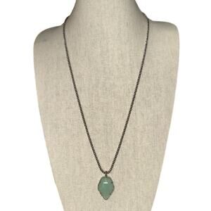 Kendra Scott Chalcedony Pendant Necklace Long Silver Tone